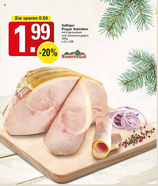 Saftiger Prager Schinken - mild geräuchert und schonend gegart