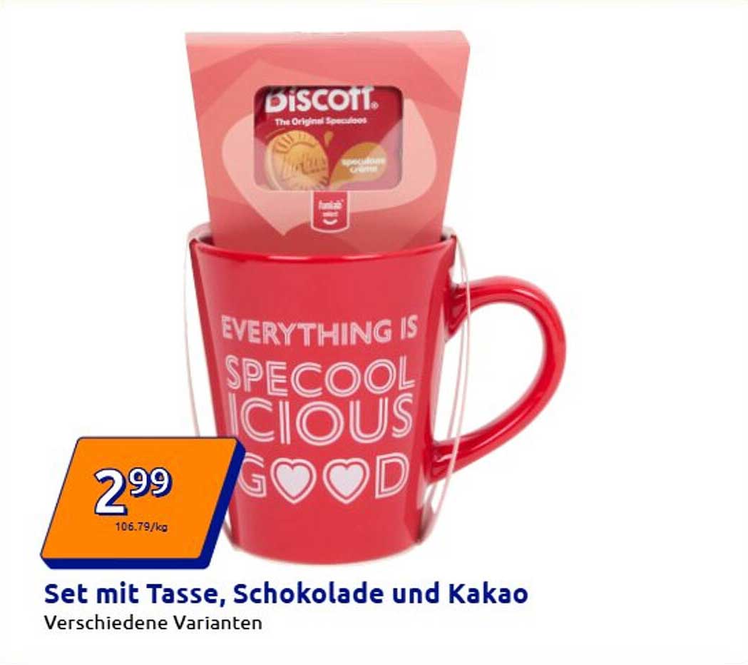 Set mit Tasse, Schokolade und Kakao - verschiedene Varianten