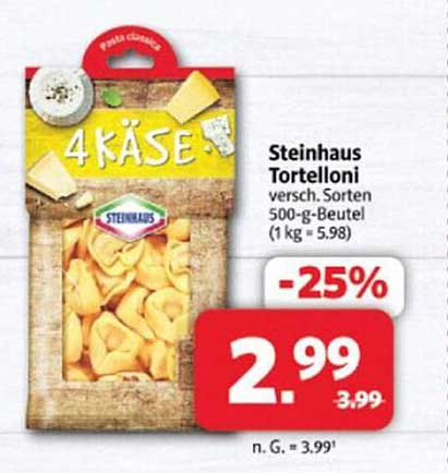 Steinhaus Tortelloni 4 Käse 500-g-Beutel