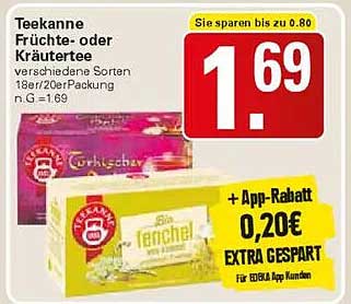 Teekanne Früchte- oder Kräutertee 18er/20er Packung