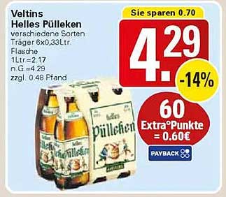 Veltins Helles Püllken 6x0,33Ltr. Träger
