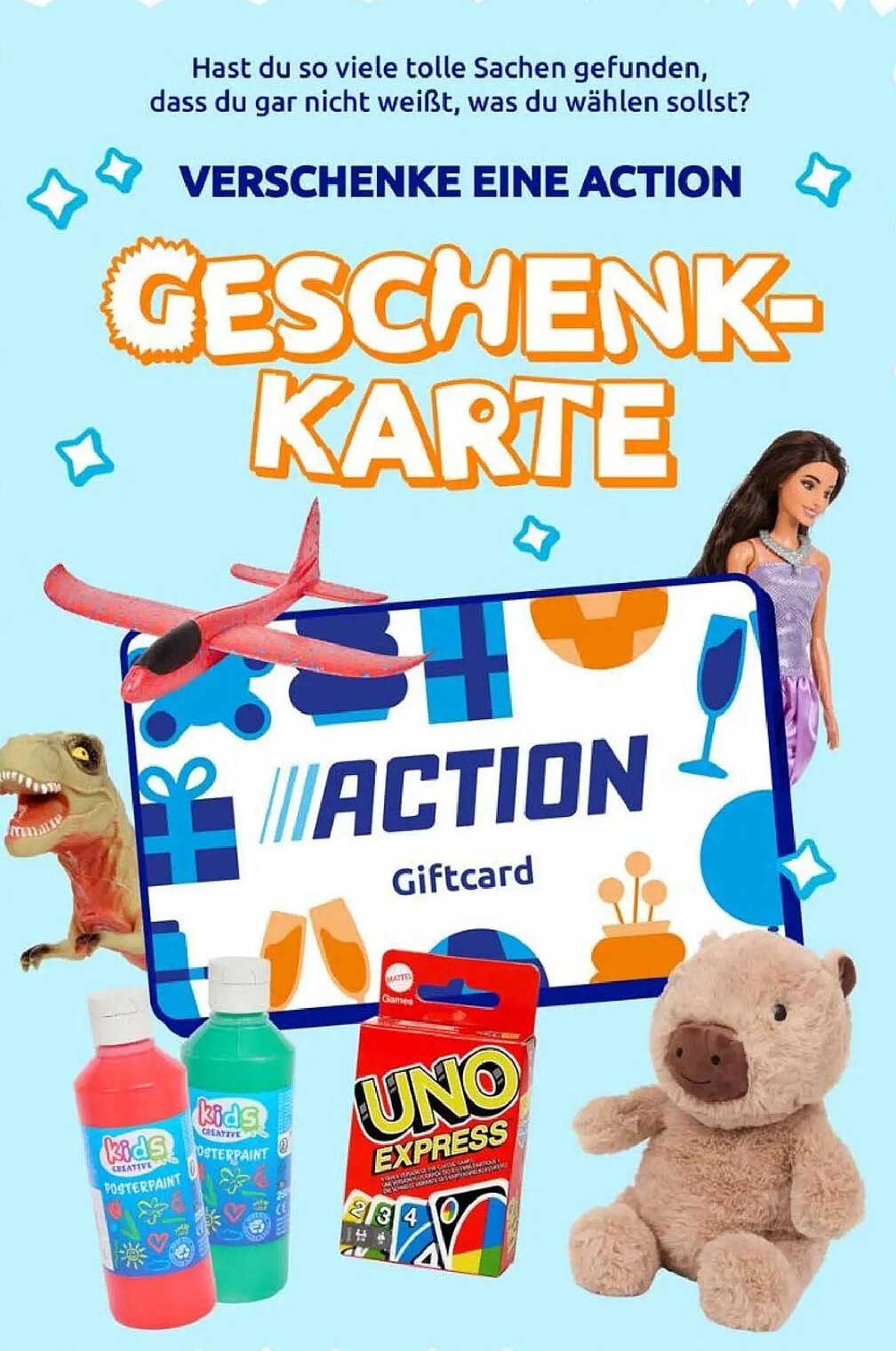 Verschchenke eine Action-Geschenkkarte