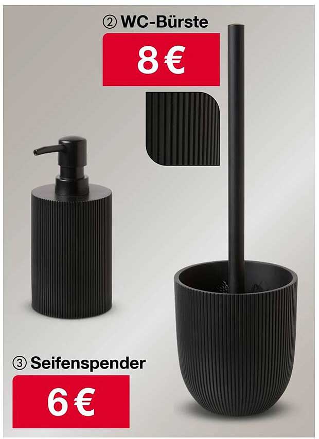 WC-Bürste und Seifenspender im modernen Design