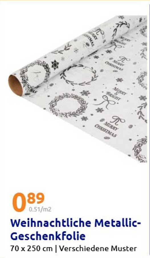 Weihnachtliche Metallic-Geschenkfolie