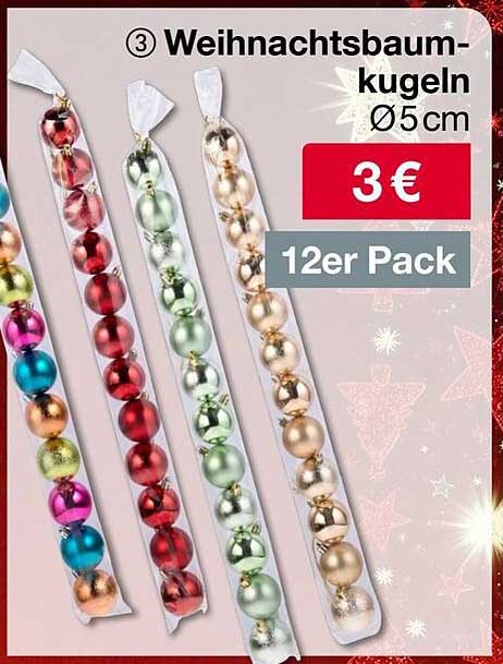 Weihnachtsbaumkugeln Ø5 cm - 12er Pack