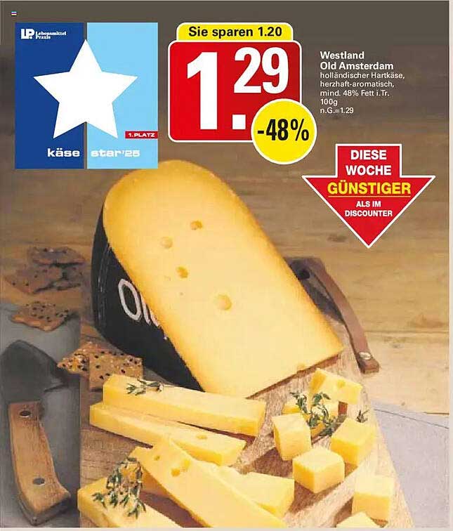 Westland Old Amsterdam Käse - holländischer Hartkäse, herzhaft-aromatisch