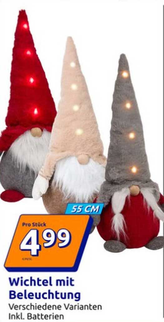 Wichtel mit Beleuchtung - Verschiedene Varianten, inkl. Batterien