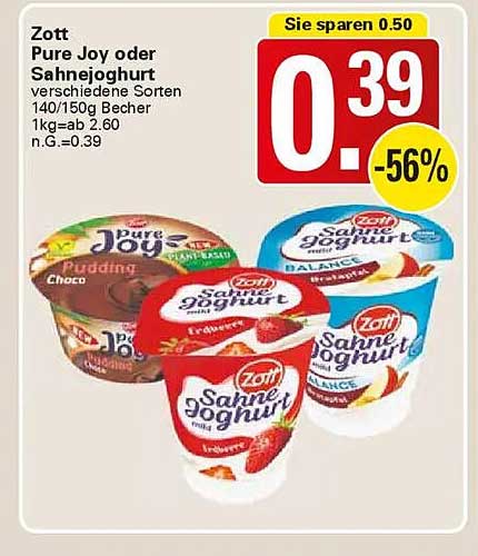 Zott Pure Joy oder Sahnejoghurt 140/150g Becher