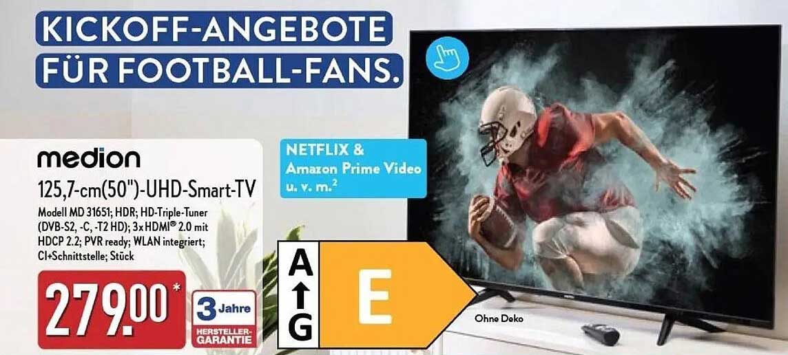 Medion 125,7-Cm(50")-Uhd-Smart-Tv Angebot bei Aldi Nord