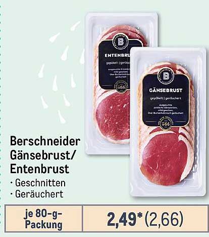 Berschneider Gänsebrust/Entenbrust geschnitten und geräuchert
