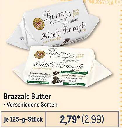Brazzale Butter – Verschiedene Sorten je 125-g-Stück