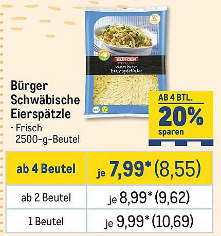 Bürger Schwäbische Eierspätzle 2500-g-Beutel