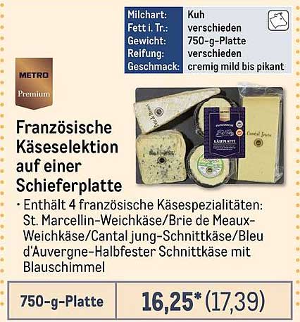 Französische Käseauswahl auf einer Schieferplatte