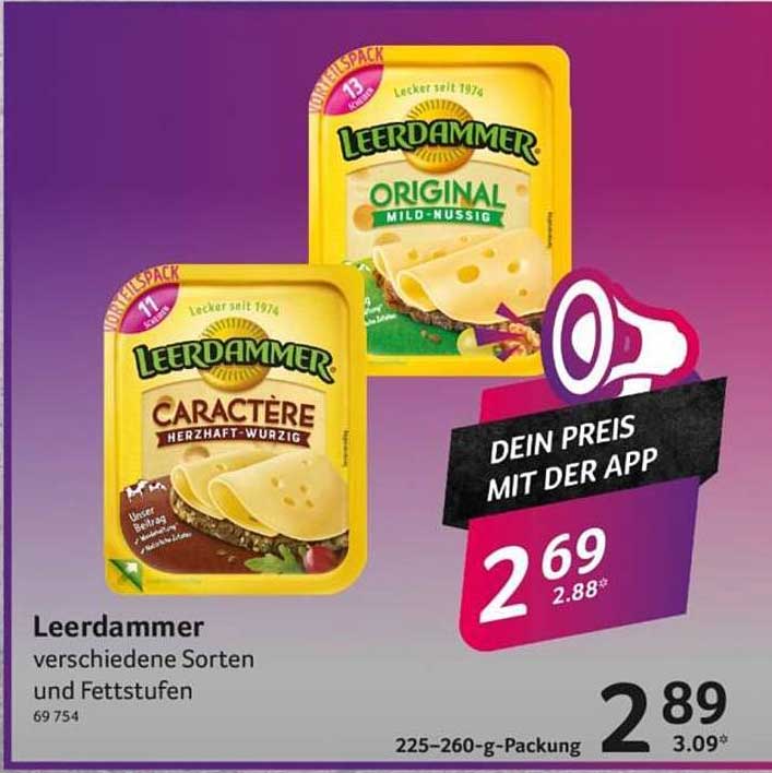 Leerdammer verschiedene Sorten und Fettstufen