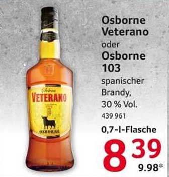 Osborne Veterano oder Osborne 103 spanischer Brandy, 30 % Vol.