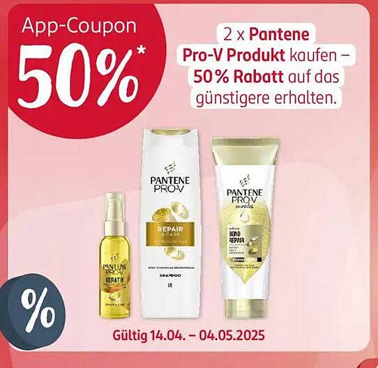 2 x Pantene Pro-V Produkt kaufen – 50% Rabatt auf das günstigere erhalten.
