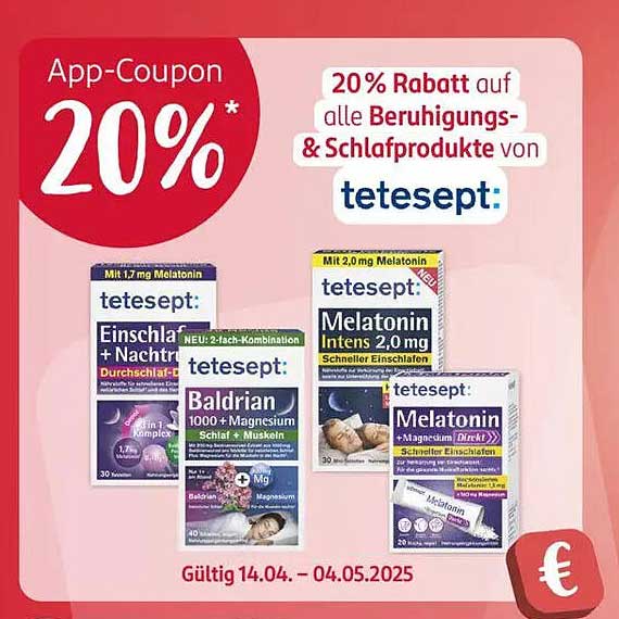 20% Rabatt auf alle Beruhigungs- & Schlafprodukte von tetesept