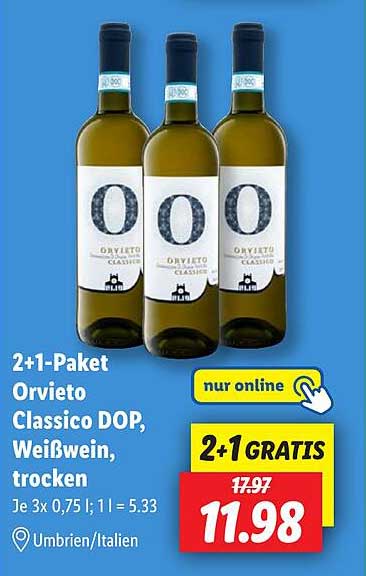 2+1-Paket Orvieto Classico DOP, Weißwein, trocken