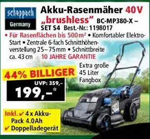 Akku-Rasenmäher 40V "brushless" BC-MP380-X – SET S4