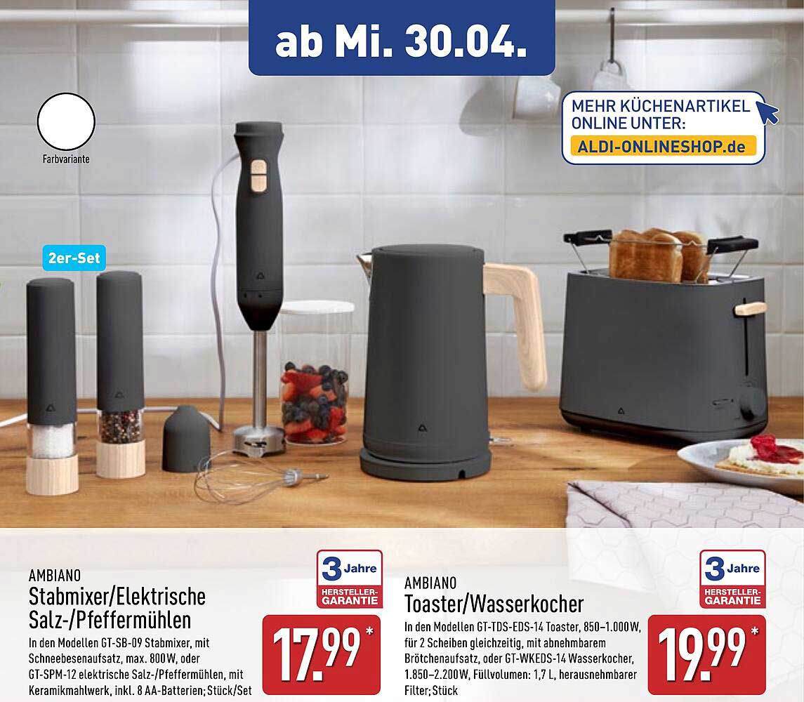 AMBIANO Stabmixer/Elektrische Salz-/Pfeffermühlen 2er-Set