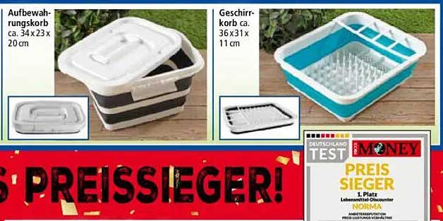 Aufbewahrungskorb und Geschirrkorb bei Norma