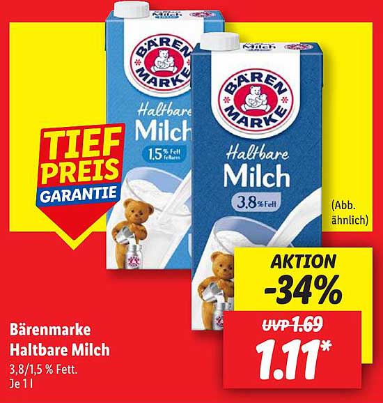 Bärenmarke Haltbare Milch 1,1L - Aktion!
