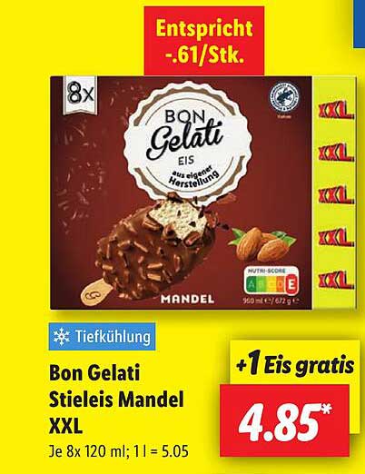 Bon Gelati Stieleis Mandel XXL 8x120ml
