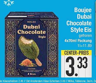 Boujee Dubai Chocolate Style Eis, gefroren 4x70ml Packung