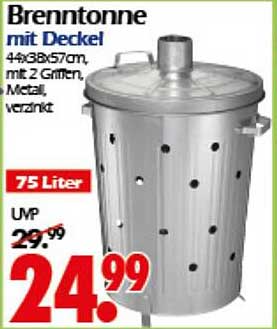 Brenntonne mit Deckel 75 Liter