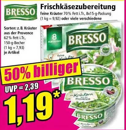 Bresso Frischkäsezubereitung Kräuter aus der Provence
