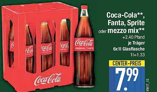 Coca-Cola, Fanta, Sprite oder mezzo mix im 6er-Träger