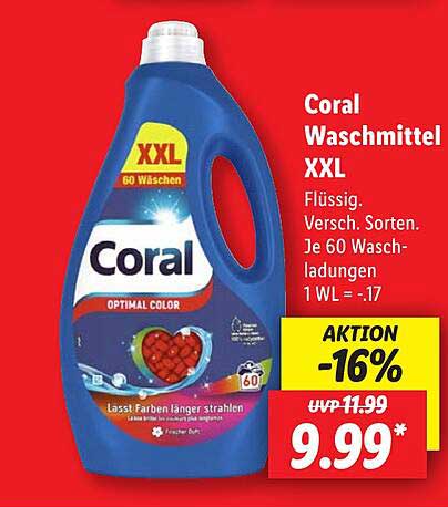 Coral Waschmittel XXL - Aktion -16%