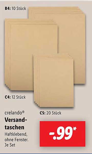 crelando® Versandtaschen, Haftklebend, ohne Fenster - ideal für den Versand!