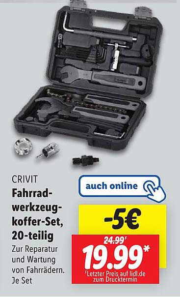 CRIVIT Fahrradwerkzeugkoffer-Set, 20-teilig