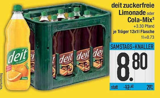deit zuckerfreie Limonade oder Cola-Mix - 12x1L Träger für nur 8,80€