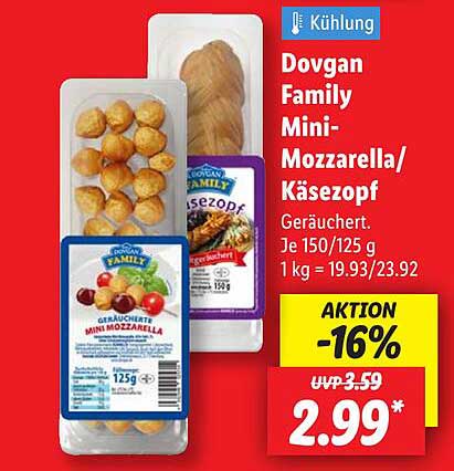 Dogvan Family Mini-Mozzarella und Käsezwirn, geräuchert, je 150/125 g