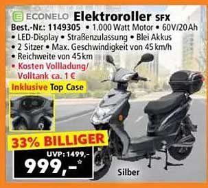 Econelo Elektroroller SFX – jetzt 33% günstiger!