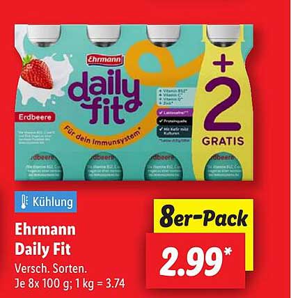 Ehrmann Daily Fit 8er-Pack, Erdbeere