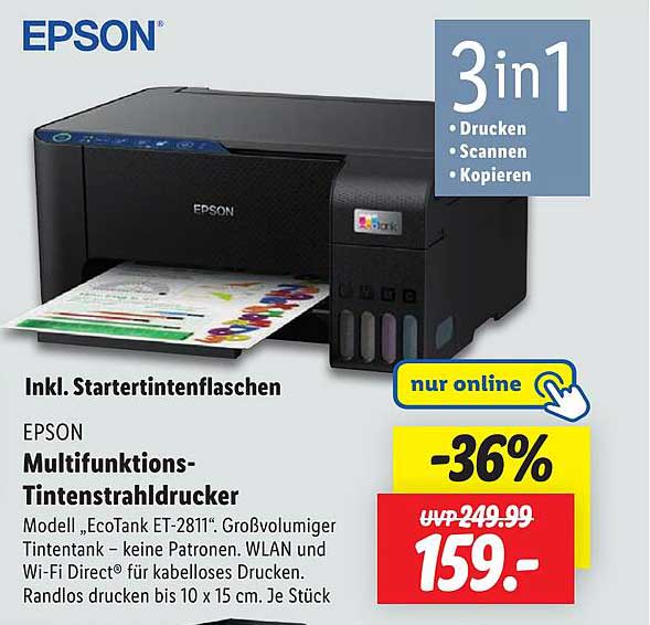 EPSON Multifunktions-Tintenstrahldrucker EcoTank ET-2811