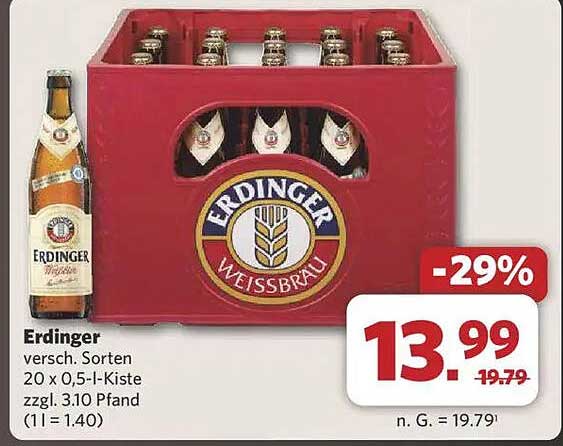 Erdinger Weissbier 20 x 0,5 l-Kiste