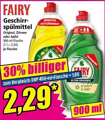 FAIRY Geschirrspülmittel Original, Zitrone oder Apfel 900-ml-Flasche