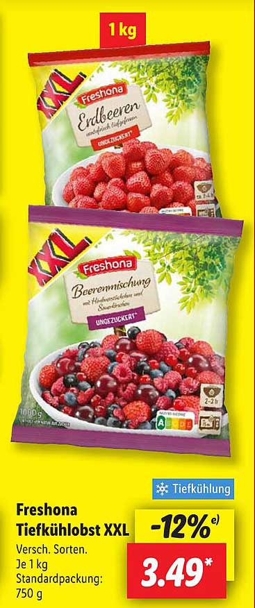 Freshona Tiefkühlobst XXL - Erdbeeren und Beerenmischung