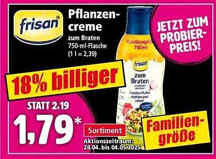 Frisan Pflanzencreme zum Braten 750 ml - jetzt zum Probier-Preis!