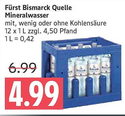 Fürst Bismarck Quelle Mineralwasser 12 x 1 L