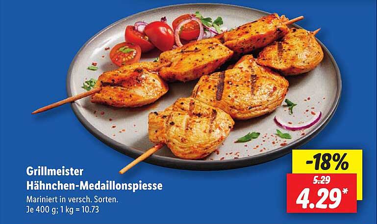 Grillmeister Hähnchen-Medaillons-Spieße