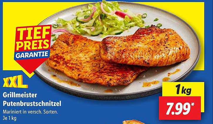 Grillmeister Putenbrustschnitzel 1 kg - Tiefpreis Garantie