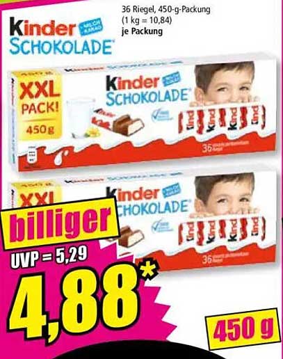 Kinder Schokolade 450 g - XXL Packung