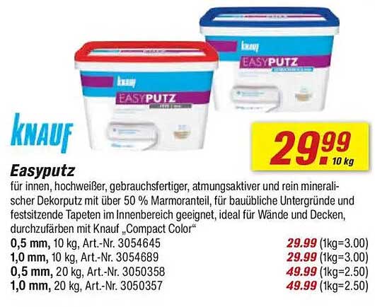 Knauf Easyputz, 10 kg für nur 29,99 €