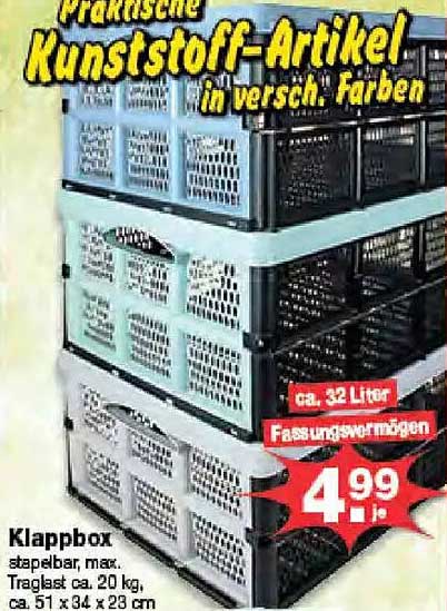 Kunststoff-Artikel Klappbox in verschiedenen Farben