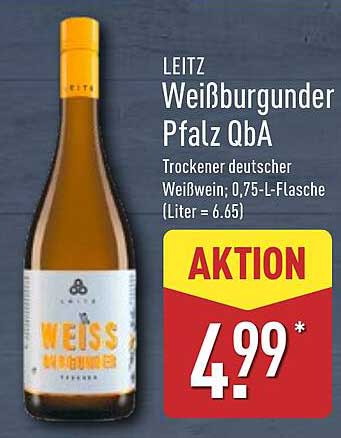 LEITZ Weißburgunder Pfalz QbA - Trocken, 0,75-L-Flasche